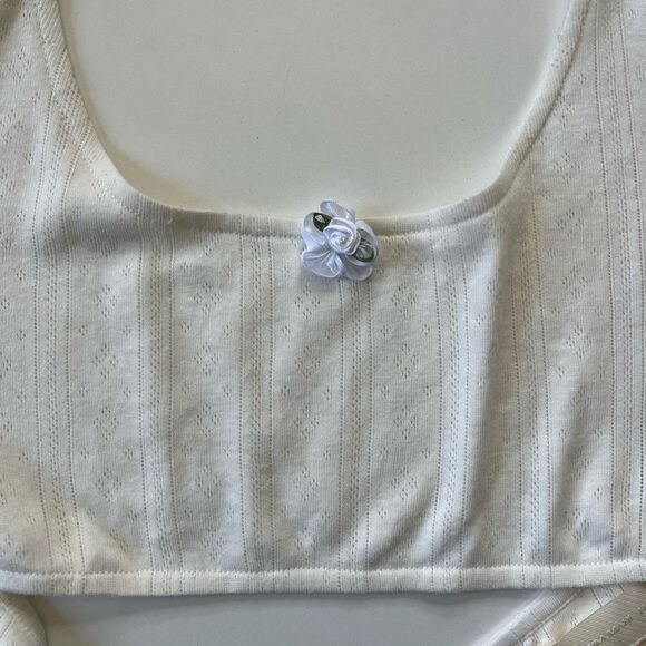 MY MUM MADE IT Pointelle Tie Long Sleeve Crop M-L - Picture 6 of 8